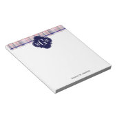 Bloc-note Pink Navy White Preppy Madras Quatrefoil (Incliné)