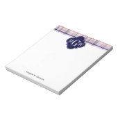 Bloc-note Pink Navy White Preppy Madras Quatrefoil (Tourné)