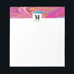 Bloc-note Pink Orange tourne Super Design Monogramme<br><div class="desc">Un bloc-notes avec un design psychédélique trippé cool. Le rose,  l'orange et les touches de bleu tourbillonnent autour. Vibe hippie rétro.</div>