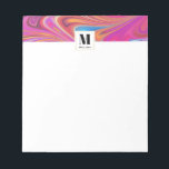 Bloc-note Pink Orange tourne Super Design Monogramme<br><div class="desc">Un bloc-notes avec un design psychédélique trippé cool. Le rose,  l'orange et les touches de bleu tourbillonnent autour. Vibe hippie rétro.</div>