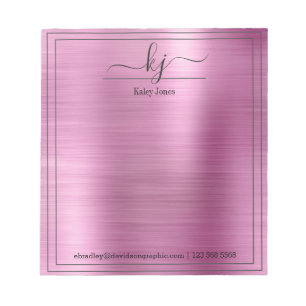 Bloc-note Pink Personalized Name From The Desk Of