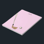Bloc-note Pink Personnalisé Golf Vintage<br><div class="desc">Design de golf moderne pour les golfeurs.</div>