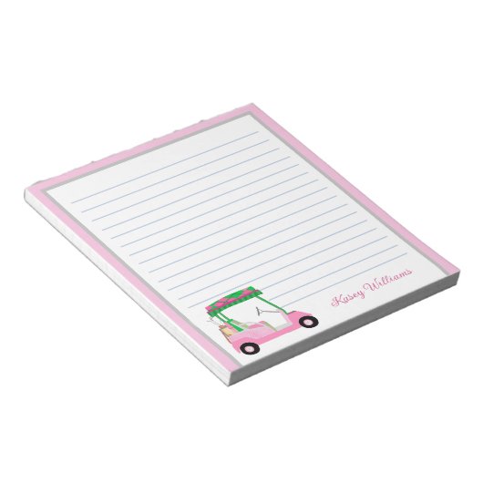 Bloc-note Pink Personnalisé Panier de golf Nom Linked (Incliné)