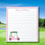 Bloc-note Pink Personnalisé Panier de golf Nom Linked<br><div class="desc">Une charmante voiturette de golf unique — rose et vert — fait avec goût — prête à courir le terrain — le bloc-notes. C'est un grand cadeau pour tous les amateurs de golf — fun / attrayant / unique. Personnalisez-le avec votre nom. Si vous avez des questions de design ou...</div>