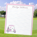 Bloc-note Pink Personnalisé Panier de golf Nom Linked<br><div class="desc">Une charmante voiturette de golf unique — rose et gris — fait avec goût — prête à courir le terrain — le bloc-notes. C'est un grand cadeau pour tous les amateurs de golf — fun / attrayant / unique. Personnalisez-le avec votre nom. Si vous avez des questions de design ou...</div>