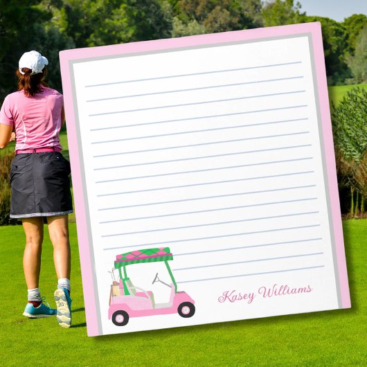 Bloc-note Pink Personnalisé Panier de golf Nom Linked