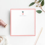 Bloc-note Pink Pineapple | Personalized<br><div class="desc">Add a touch of chic preppy style to your desk with our personalized memo pad. Design features a pastel peachy pink border with a pink and green pineapple illustration and your name,  monogram or choice of personalization.</div>