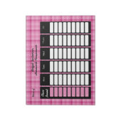 Bloc-note Pink Plaid Homework Assignment Notepad (Tourné)