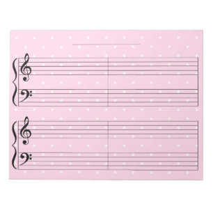 Bloc-note Pink Polka Dot Kids Extra Wide Rule Piano Music No