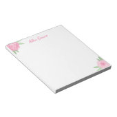 Bloc-note Pink Rose Floral Notepad - Personalized Name (Incliné)