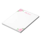 Bloc-note Pink Rose Floral Notepad - Personalized Name (Tourné)
