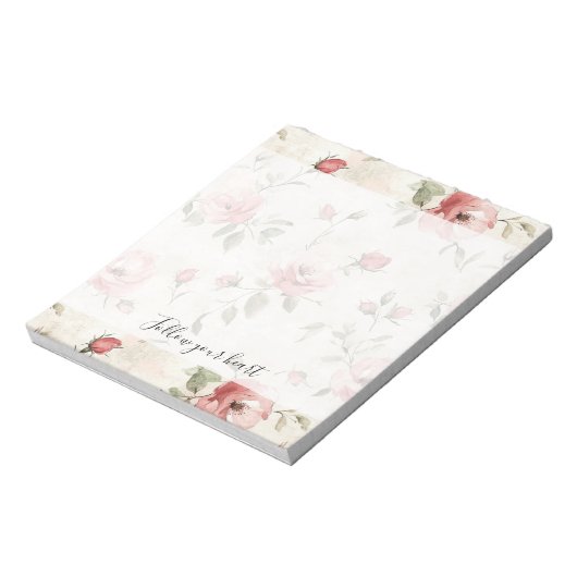 Bloc-note Pink Roses Floral (Tourné)