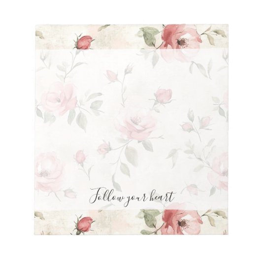 Bloc-note Pink Roses Floral  (Devant)