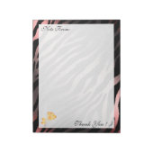 Bloc-note Pink Silver Modern Floral Tiger Ajouter Votre Text (Tourné)