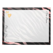 Bloc-note Pink Silver Modern Floral Tiger Ajouter Votre Text (Devant)