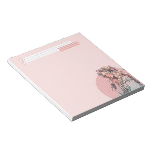 Bloc-note Pink Simple mignon Anime Boho Notepad (Incliné)