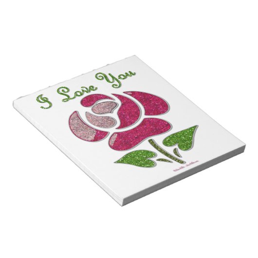 Bloc-note Pink Stencil Rose I Love You (Incliné)
