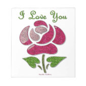 Bloc-note Pink Stencil Rose I Love You (Devant)