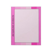 Bloc-note Pink Stripes Modern & Feminum Nom du monogramme (Tourné)