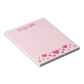 Bloc-note Pink Valentine's Day Hearts & Custom Text (Incliné)