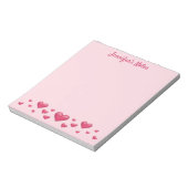 Bloc-note Pink Valentine's Day Hearts & Custom Text (Tourné)