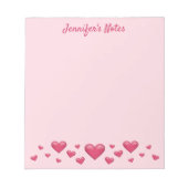 Bloc-note Pink Valentine's Day Hearts & Custom Text (Devant)