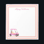 Bloc-note Pink Watercolor Golf Nom du panier<br><div class="desc">Une charmante voiturette de golf unique — aquarelle rose — réalisée avec goût — prête à courir le terrain — le bloc-notes. C'est un grand cadeau pour tous les amateurs de golf — fun / attrayant / unique. Personnalisez-le avec votre nom. Si vous avez des questions de design ou une...</div>