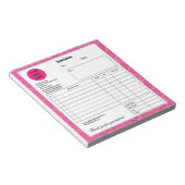 Bloc-note Pink White Doodle Entreprise Magasin Facture (Incliné)
