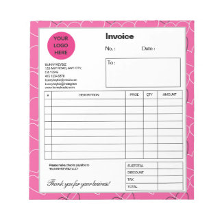 Bloc-note Pink White Doodle Entreprise Magasin Facture