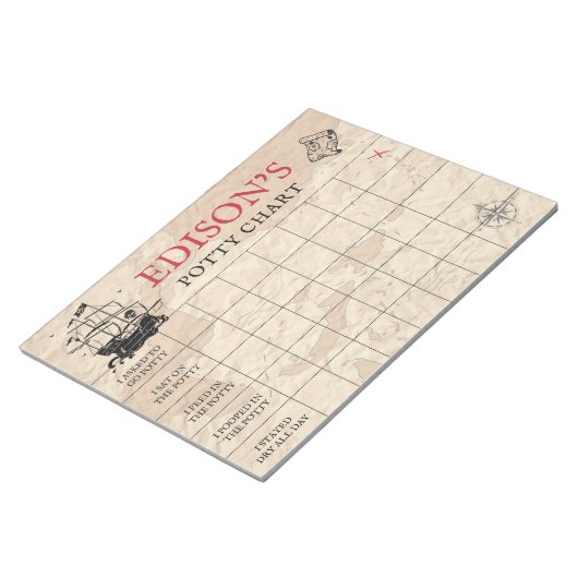 Bloc-note Pirate Map Potty Chart Nom et tâches personnalisés (Incliné)