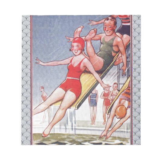Bloc-note Piscine Fête Nage Vintage Été (Devant)