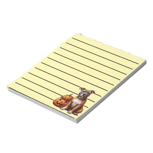 Bloc-note Pitbull avec Citrouilles d'Halloween (Tourné)