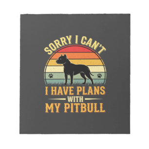 Bloc-note Pitbull Plans Amoureux du Chien Vintage Sunset