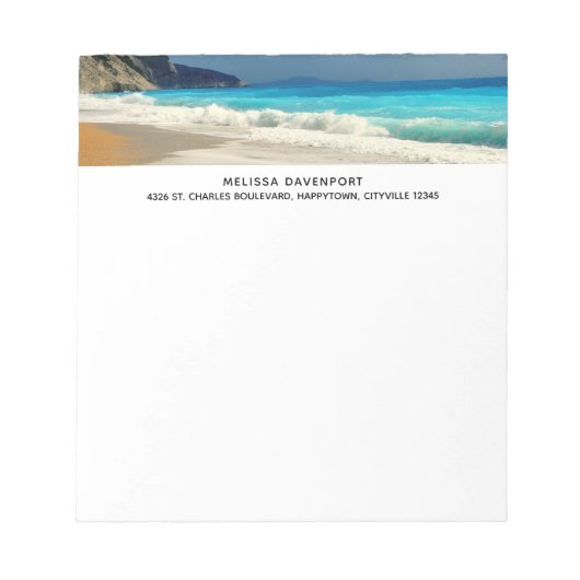 Bloc-note Pittoresque Turquoise Blue Sea Beach Photo (Devant)