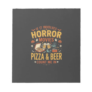 Bloc-note Pizza Bière Films d'Horreur Design Halloween_1