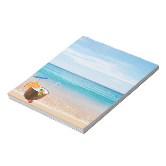 Bloc-note Plage tropicale, Ciel Bleu, Sable Océan, Cocktail  (Tourné)