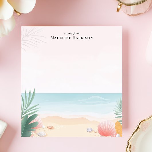 Bloc-note Plage tropicale Palm Trees Océan Nom personnalisé