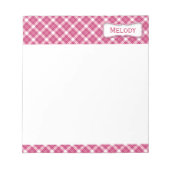 Bloc-note Plaid blanc et rose personnalisable (Devant)