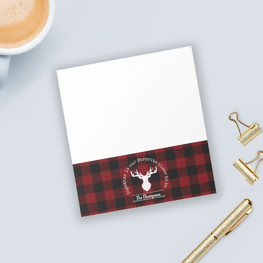 Bloc-note Plaids rouge et noir de style rustique Nom de fami