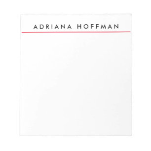 Bloc-note Plain Black White Professional Minimalist Name