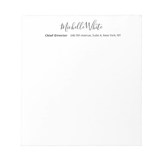 Bloc-note  Plain Elegant White Professional Modern (Devant)