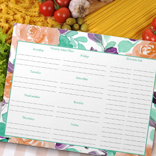 Bloc-note Plan de repas hebdomadaire et liste de courses - F
