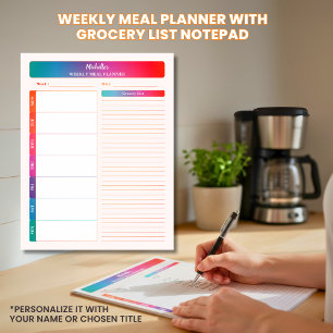Bloc-note Plan de repas hebdomadaire Grocery Liste de course
