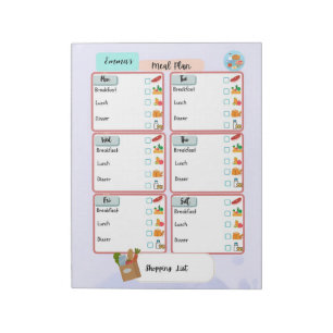 Bloc-note Plan de repas personnalisé pour enfants + case à c