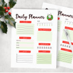 Bloc-note Plan quotidien Bunny de Noël<br><div class="desc">Restez organisé mais de façon festive cette année avec notre adorable planificateur quotidien. La feuille du planificateur comprend des sections pour vos tâches quotidiennes, des réflexions, des repas, des notes et des tâches supplémentaires, et l'apport en eau. Les couleurs rouge et vert avec un joli lapin et l'illustration de la...</div>