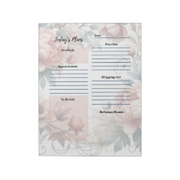 Bloc-note Plan quotidien Dusty Peony Floral Design