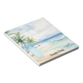 Bloc-note Planche de surf plage palmiers tropicaux (Incliné)