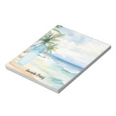 Bloc-note Planche de surf plage palmiers tropicaux (Tourné)