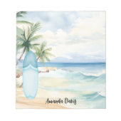 Bloc-note Planche de surf plage tropicale palmiers (Devant)