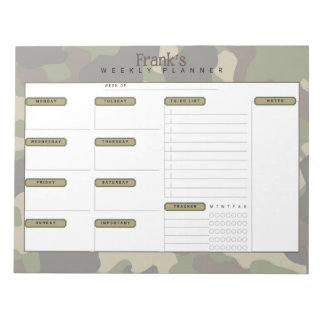 Bloc-note Planificateur Camo Hebdomadaire